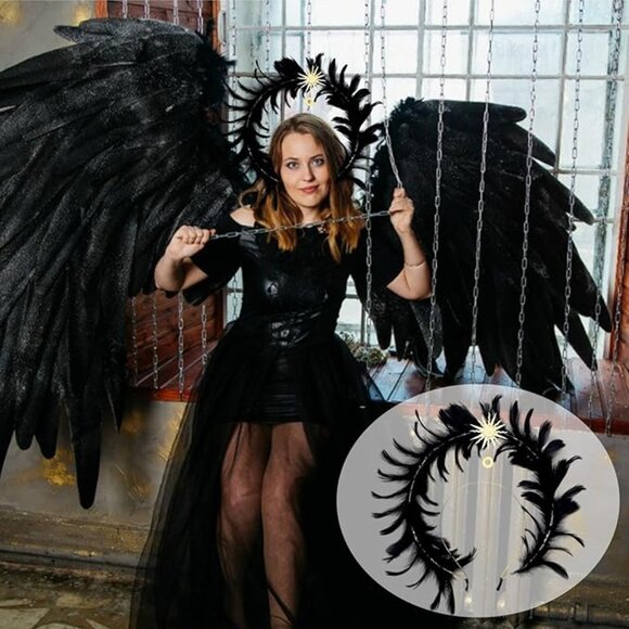 Halloween Mary Halo Black Feather Headband main image 6